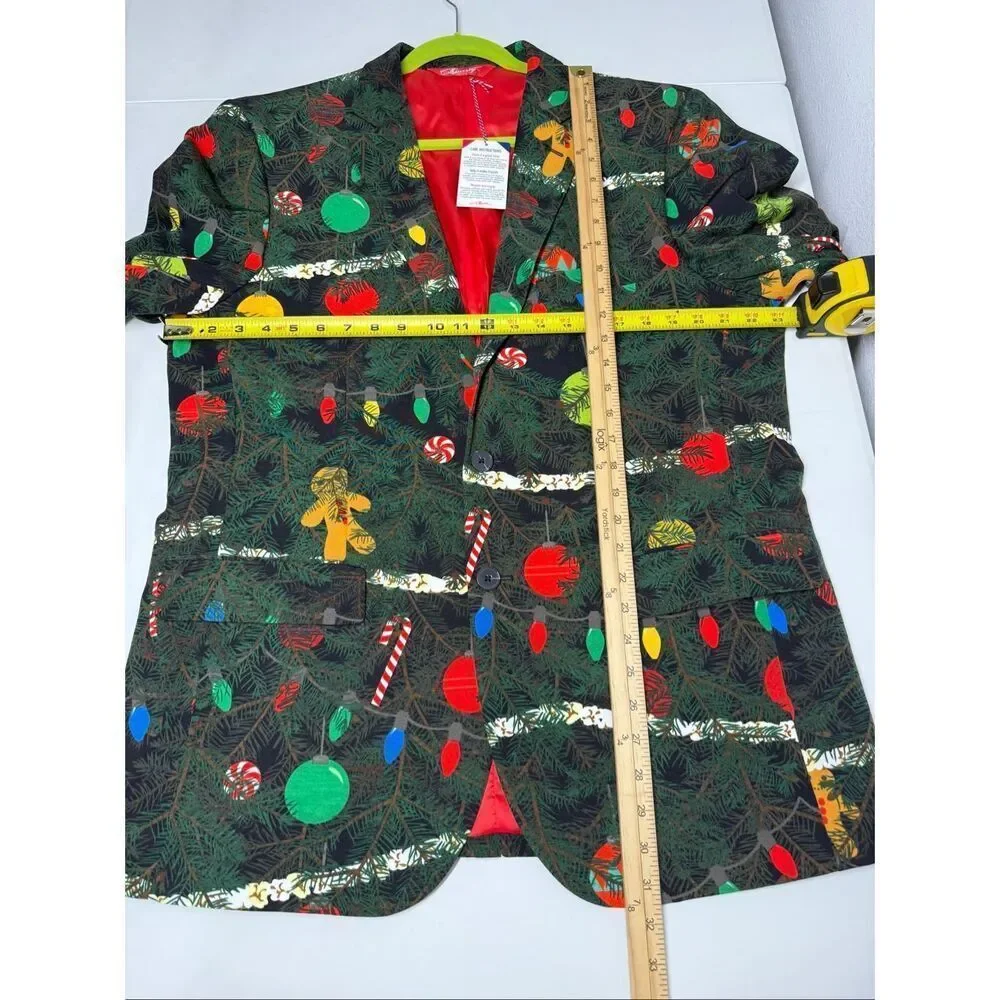 Shinesty Christmas Tree Camo Suit Jacket 46 Pants 36/34 NYE ugly Funny Sweater
